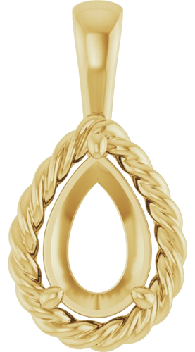 Pakabukas „Rope Solitaire Charm“ 14k yellow gold Pear 9mm x 6mm (1)