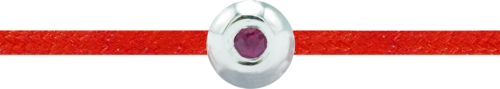 Гривна от червен конец с златно мънисто и рубин (2)