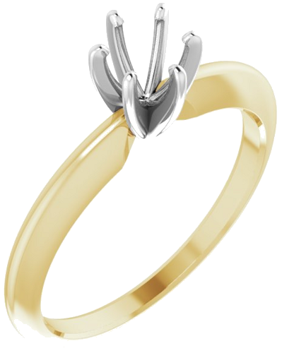 14K Yellow   White 4.2-4.9 mm Round 6-Prong Comfort-Fit Solitaire Ring Mounting (1)