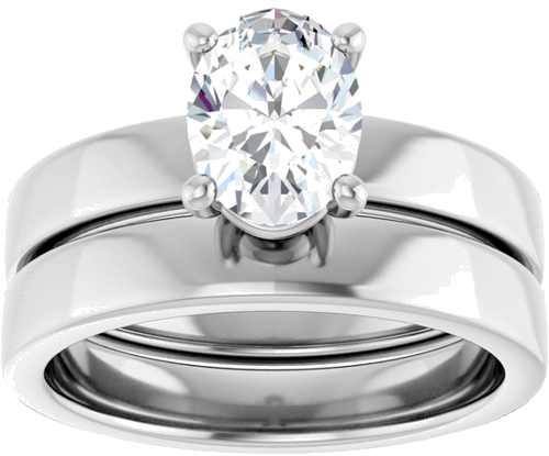 Sužadėtuvių Žiedas „Solitaire“ 10k white gold Oval 8mm x 6mm (8)