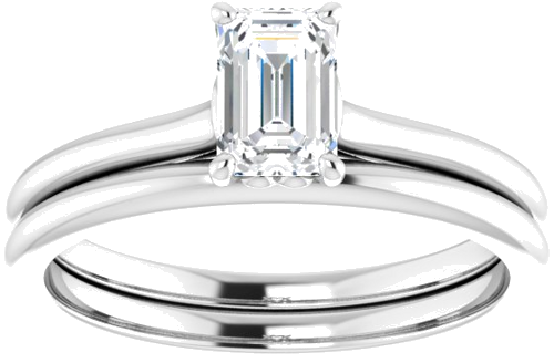 Sužadėtuvių Žiedas „Solitaire“ 585 Baltojo Aukso Emerald 6mm x 4mm (8)