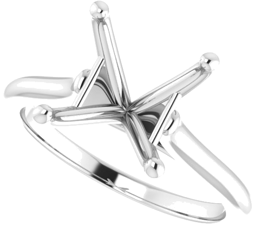 18K White 7.5 mm Square Solitaire Engagement Ring Mounting (5)