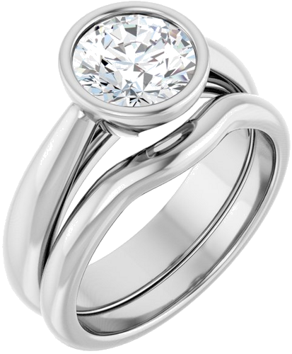Sužadėtuvių Žiedas „Bezel-Set Solitaire“ 14k white gold Round 7.4mm (6)