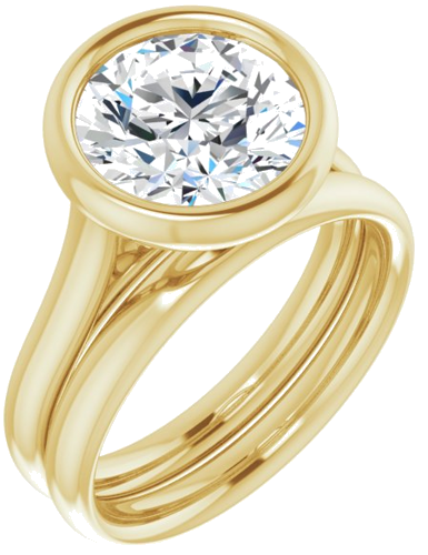 Sužadėtuvių Žiedas „Bezel-Set Solitaire“ 750 Geltonojo Aukso Round 9.4mm (6)