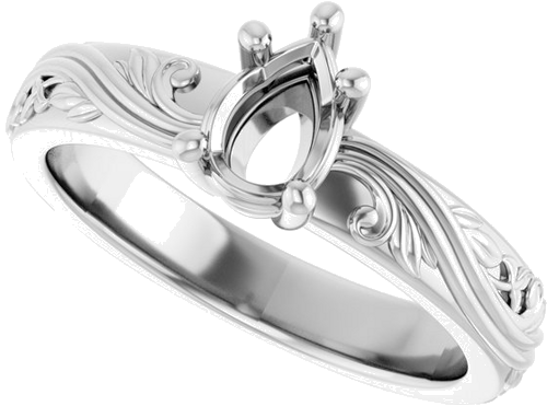 Sužadėtuvių Žiedas „Solitaire Sculptural“ 14k white gold Pear 6.5mm x 4.5mm (5)