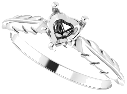 Sužadėtuvių Žiedas „Solitaire Leaf“ 10k white gold Heart 5mm (5)