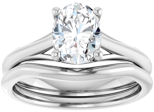 Sužadėtuvių Žiedas „Solitaire“ 585 Baltojo Aukso Oval 8mm x 6mm (8)