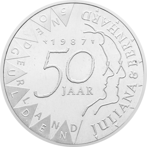 50 guilders Golden Wedding 1987 Netherlands silver coin (2)