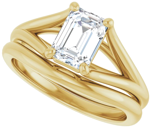 14K Yellow 7x5 mm Emerald Solitaire Engagement Ring Mounting (10)