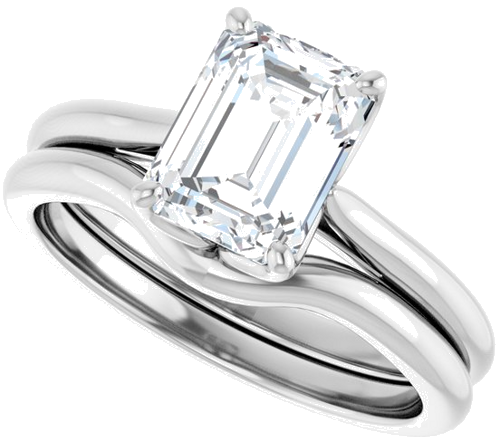 Sužadėtuvių Žiedas „Solitaire“ 14k white gold Emerald 8mm x 6mm (10)