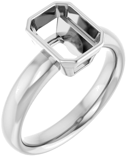 14K White 8x6 mm Emerald Engagement Ring Mounting (1)