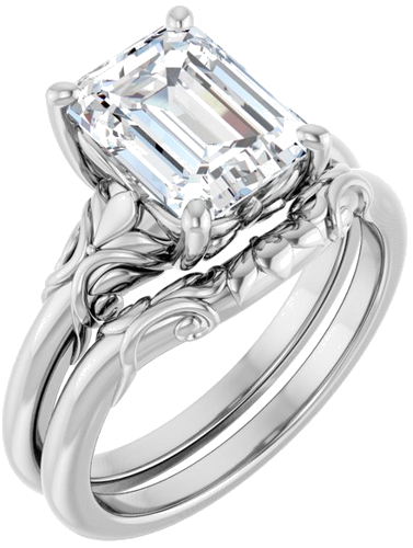 Sužadėtuvių Žiedas „Solitaire“ 14k white gold Emerald 9mm x 7mm (6)