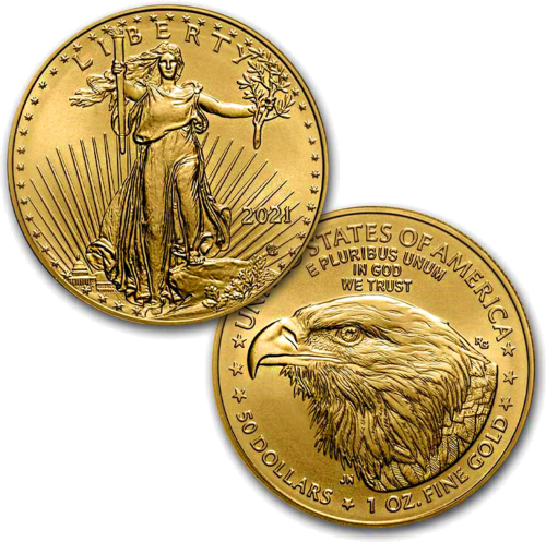 1 oz  Amerikāņu ērglis 2021 gada ASV zelta monēta (jauns dizains) (3)