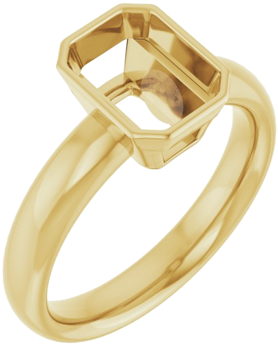 Sužadėtuvių Žiedas „Bezel-Set Solitaire“ 14k yellow gold Emerald 8mm x 6mm (1)