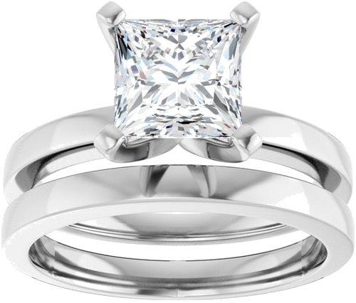 Sužadėtuvių Žiedas „Solitaire“ 14k white gold Square 6.5mm (8)