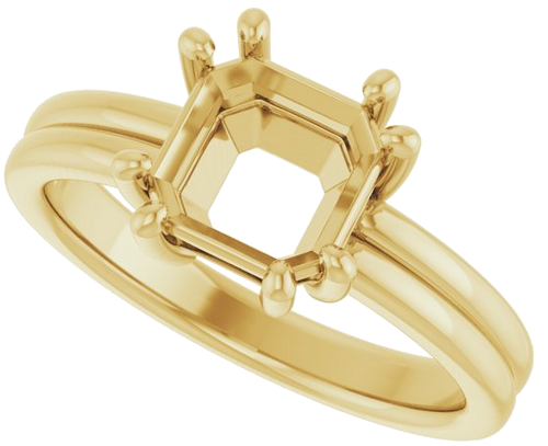 Sužadėtuvių Žiedas „Solitaire“ 14k yellow gold Asscher 7mm (5)