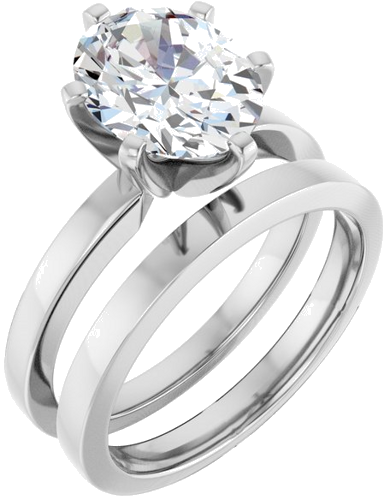 Sužadėtuvių Žiedas „Solitaire“ 14k white gold Oval 10mm x 8mm (6)