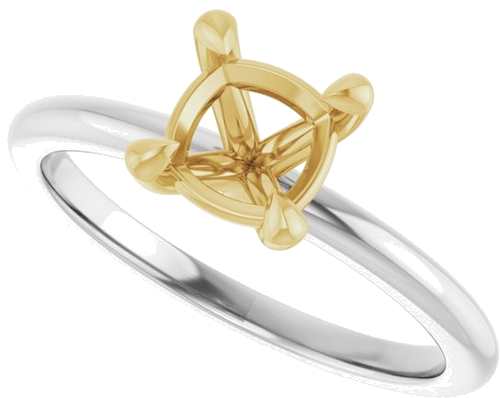 Sužadėtuvių Žiedas 585 Baltojo Ir Geltonojo Aukso Cushion 6mm (5)