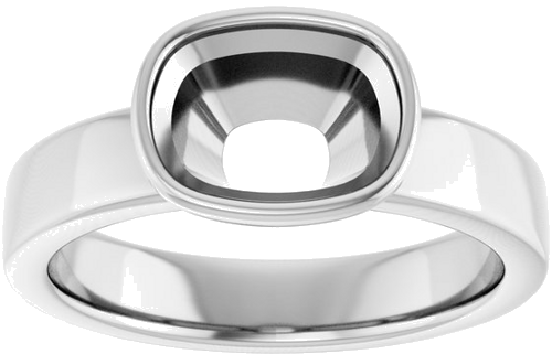 Sužadėtuvių Žiedas „Bezel-Set Solitaire“ 950 Platinos Elongated Cushion 8.5mm x 6.5mm (3)
