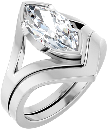 Sužadėtuvių Žiedas „Half Bezel Solitaire“ 925 Sidabro Marquise 12.5mm x 6.5mm (6)