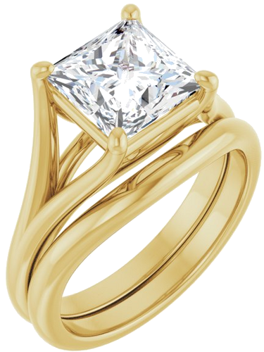 Sužadėtuvių Žiedas „Solitaire“ 10k yellow gold Square 7.5mm (6)