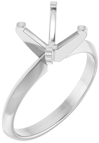 14K White 8 mm Round Solitaire Engagement Ring Mounting (1)