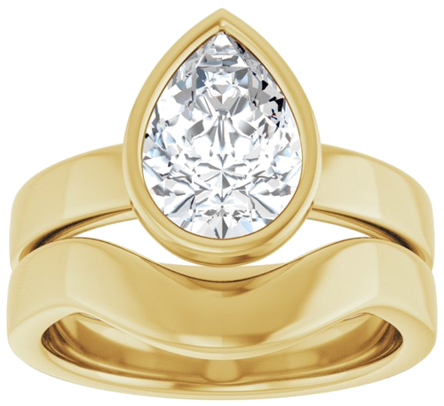 Sužadėtuvių Žiedas „Bezel-Set Solitaire“ 14k yellow gold Pear 10mm x 7mm (8)