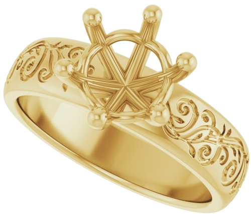 14K Yellow 8 mm Round Solitaire Engagement Ring Mounting (5)
