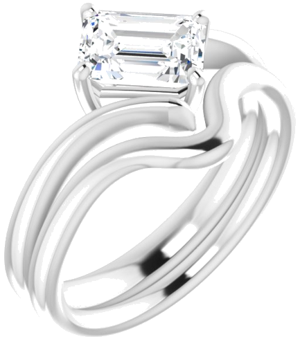 Sužadėtuvių Žiedas „Solitaire Bypass“ 14k white gold Emerald 7mm x 5mm (6)