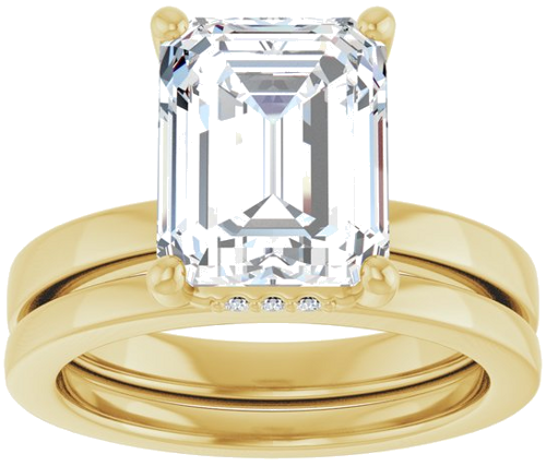 Sužadėtuvių Žiedas „Hidden Halo-Style“ 14k yellow gold Emerald 10mm x 8mm (8)