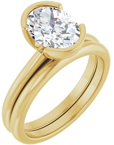 Sužadėtuvių Žiedas „Half-Bezel“ 14k yellow gold Oval 9mm x 7mm (6)