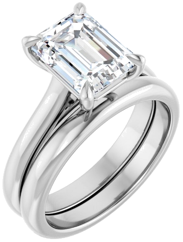 Sužadėtuvių Žiedas „Claw-Prong“ 14k white gold Emerald 9mm x 7mm (6)