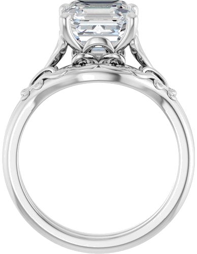 Sužadėtuvių Žiedas „Solitaire“ 14k white gold Asscher 8mm (7)