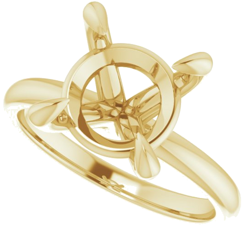 14K Yellow  10 mm Round Solitaire Engagement Ring Mounting (5)