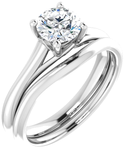 14K White 6 mm Round Solitaire Engagement Ring Mounting (6)