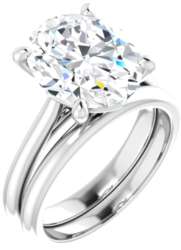 14K White 12x10 mm Oval Solitaire Engagement Ring Mounting (6)