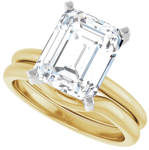 Sužadėtuvių Žiedas 14k yellow/white gold Emerald 10mm x 8mm (10)