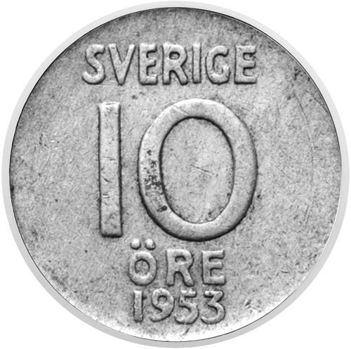 10 эре (1950–1973) Швеция серебряная монета (2)