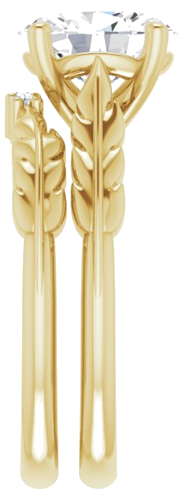 Sužadėtuvių Žiedas „Solitaire Leaf“ 14k yellow gold Oval 9mm x 7mm (9)