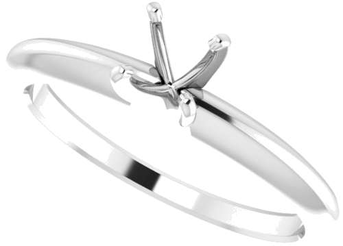 14K White 4.2-4.9 mm Round 4-Prong Comfort-fit Solitaire Ring Mounting (5)