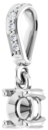 14K White 4.4 mm Round .03 CTW Natural Diamond Semi-Set Pendant (2)