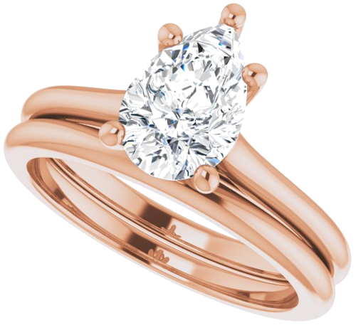 Sužadėtuvių Žiedas „Accented“ 18k rose gold Pear 9mm x 6mm (10)