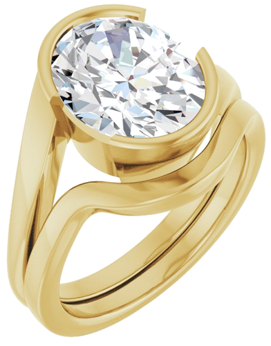 Sužadėtuvių Žiedas „Half-Bezel Solitaire“ 14k yellow gold Oval 11mm x 9mm (6)