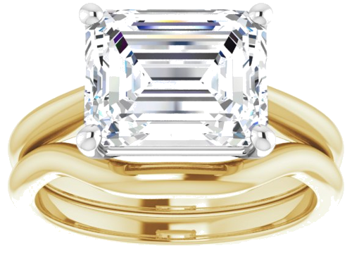 14K Yellow White 10x8 mm Emerald Solitaire Engagement Ring Mounting (8)