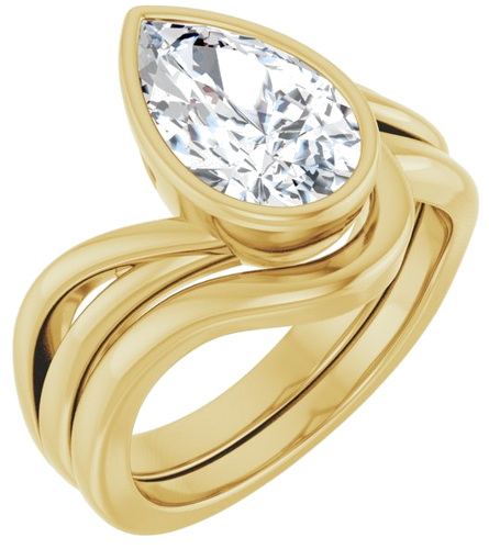 Sužadėtuvių Žiedas „Bezel-Set“ 14k yellow gold Pear 11.5mm x 7mm (6)