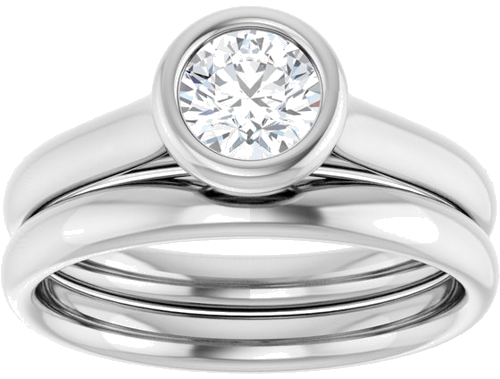 Sužadėtuvių Žiedas „Bezel-Set Solitaire“ 950 Platinos Round 5.2mm (8)