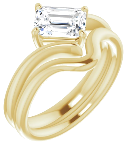 Sužadėtuvių Žiedas „Solitaire Bypass“ 14k yellow gold Emerald 7mm x 5mm (6)