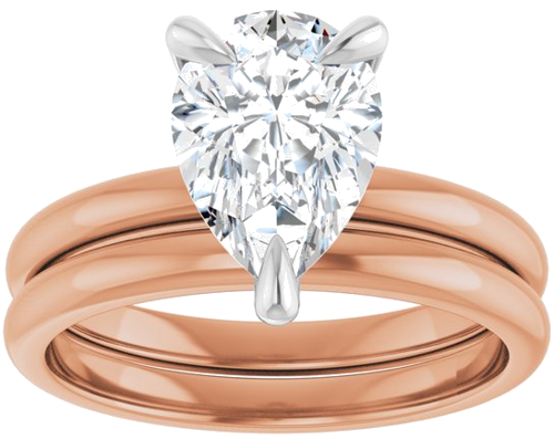 14K Rose White 10 x 7 mm Pear Engagement Ring Mounting (8)