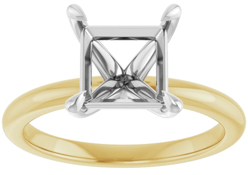 Sužadėtuvių Žiedas „Claw-Prong“ 14k yellow/white gold Square 7mm (3)