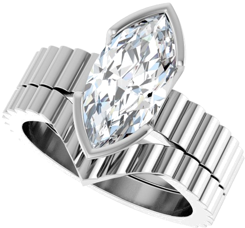 Sužadėtuvių Žiedas „Half-Bezel Solitaire“ 10k white gold Marquise 13mm x 6.5mm (10)